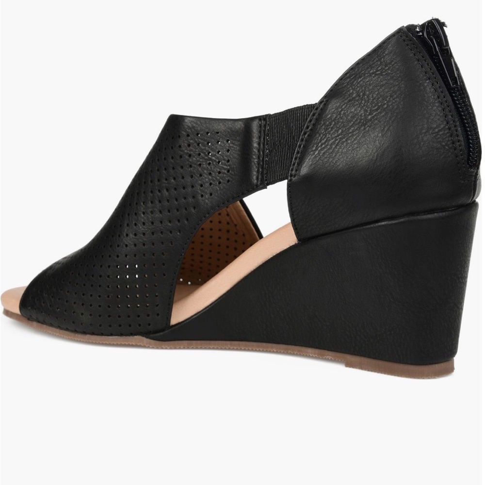 Journee Women's Comfort Foam Aretha Wedge Sandals - Black NWT - Picture 6 of 7